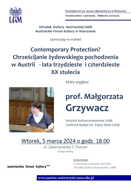 Wykład: Contemporary Protection? A Chrześcijanie żydowskiego pochodzenia w Austrii - lata trzydzieste i czterdzieste  XX stulecia